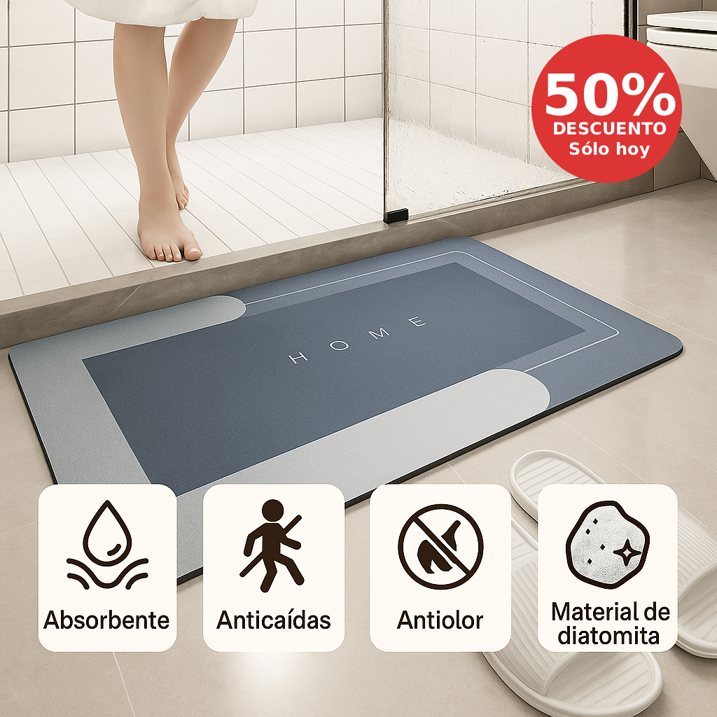 AQUASAFE™ - La alfombra con doble accion absorvente y adherente que te salva de caidas  (la primera con tecnologia de diatomita)