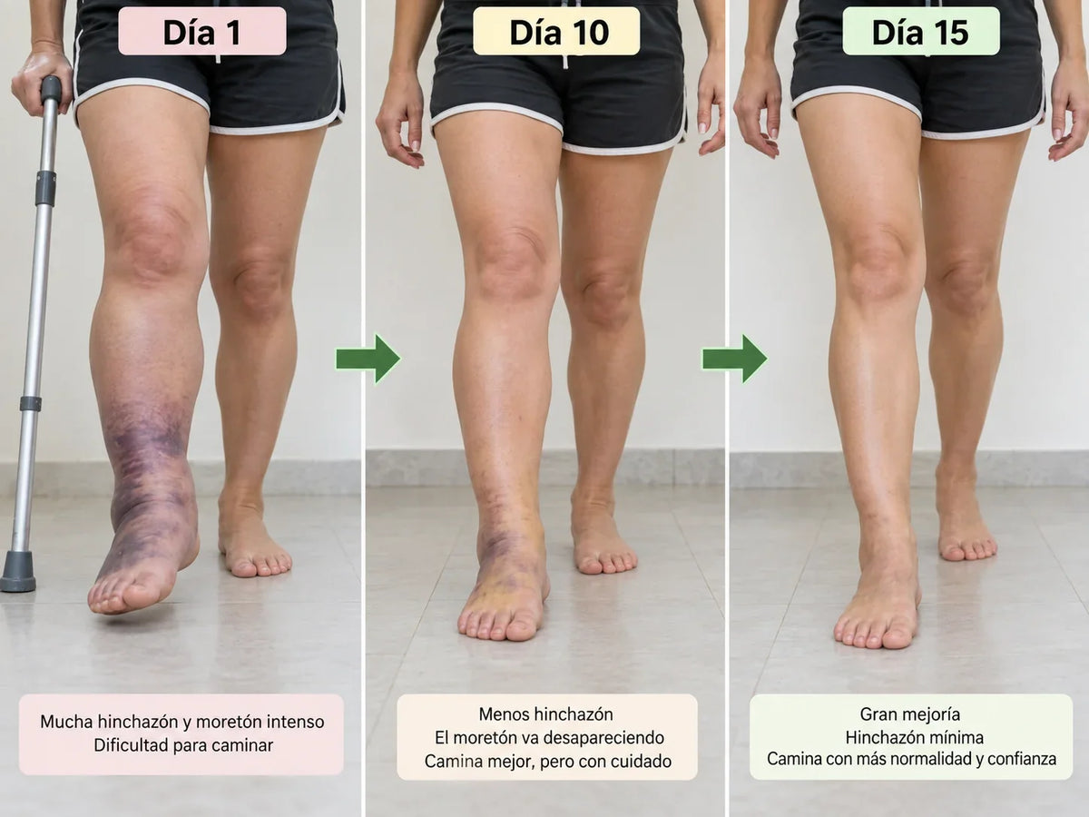 Día 1, día 10 y día 15: la hinchazón bajando