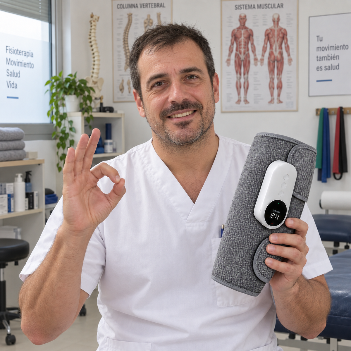 Fisioterapeuta recomendando el Confortia